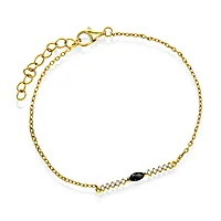 Armbånd i 925 forgylt sølv med sort zirkonia