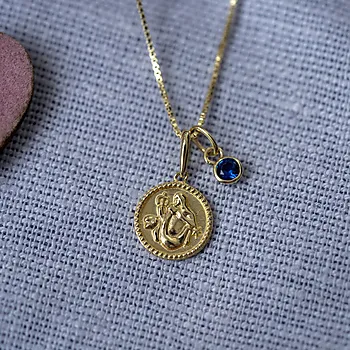 Bilde nummer 3 av Prins & Prinsesse, Smykke til barn i 585 gult gull med horoskop Jomfruen og zirkonia