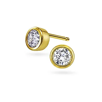 Øredobber i 925 forgylt sølv med zirkonia, 4 mm