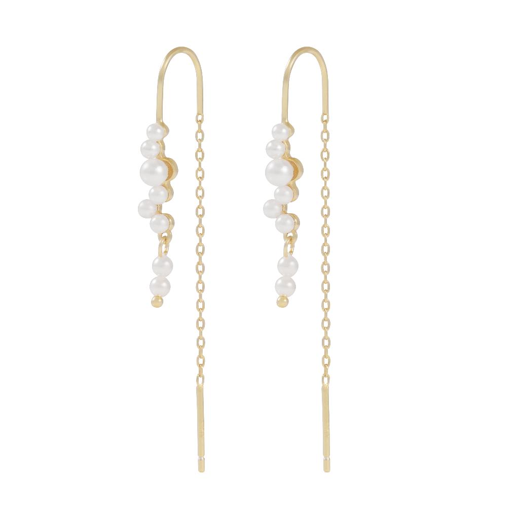 Snö Of Sweden Line Tassle Earring Gold/White Onesize