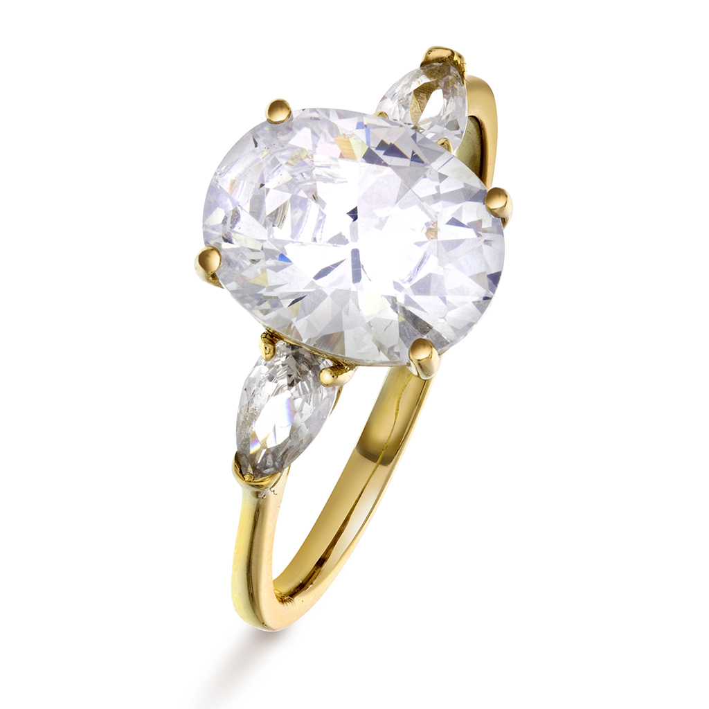 Pan Jewelry, Ring i forgylt sølv med zirkonia, størrelse 52