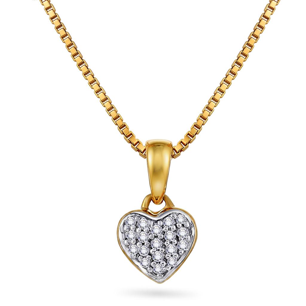 Diamanthjerte til barn i 585 gult gull 0.04 ct