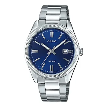 Timeless herreklokke i stål med blå skive