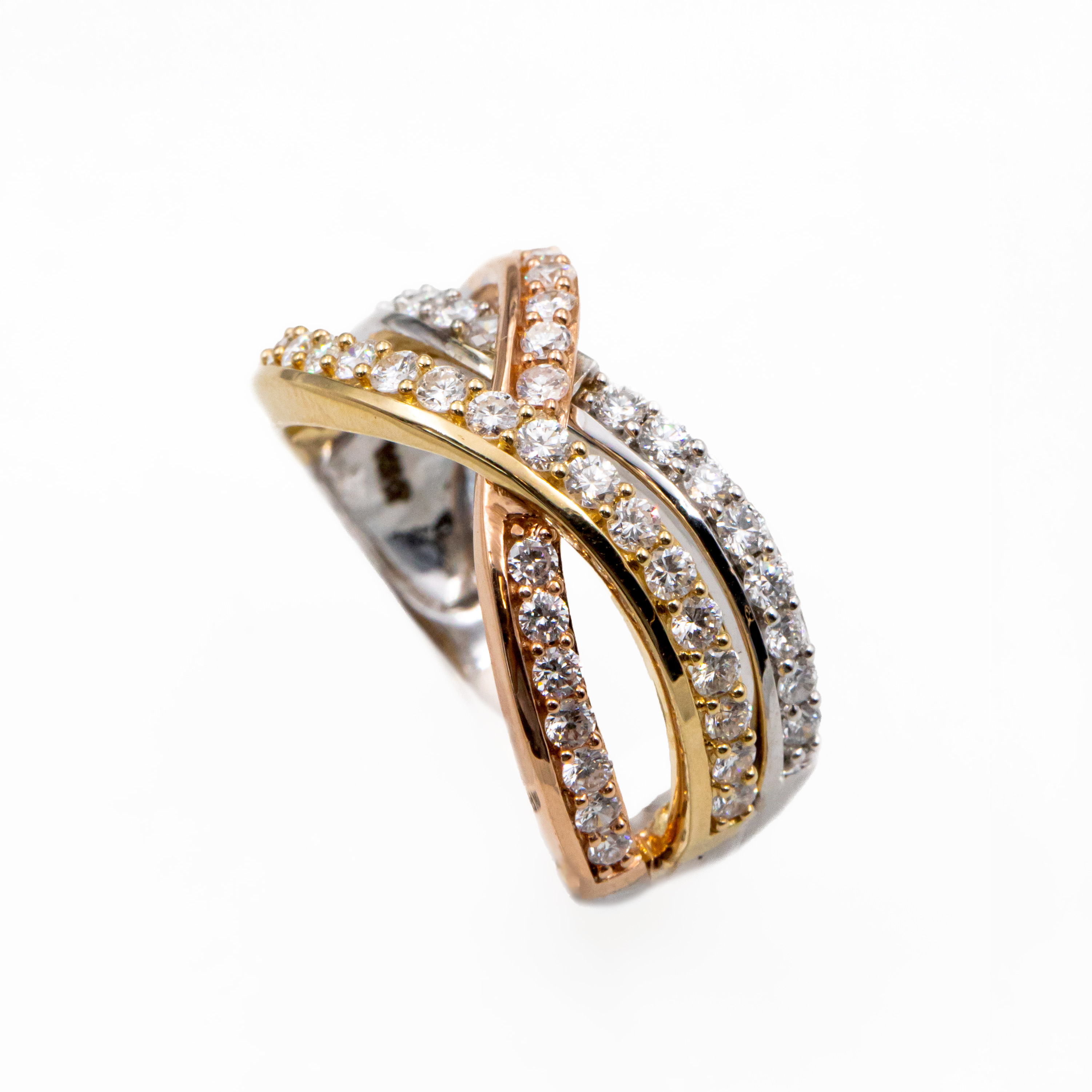 Verona diamantring i 585 flerfarget gull 1,00 ct, str 60
