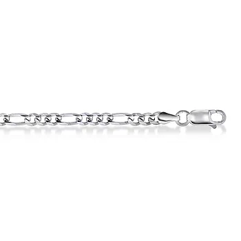 Pan Jewelry, Figaro kjede i rhodinert 925 sølv 3,5 mm, 45-60 cm