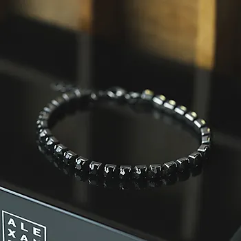 Bilde nummer 2 av Alexander, Armbånd i stål med sort zirkonia