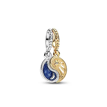 Pandora Moments, Charms i 925 forgylt sølv med sol og måne charms