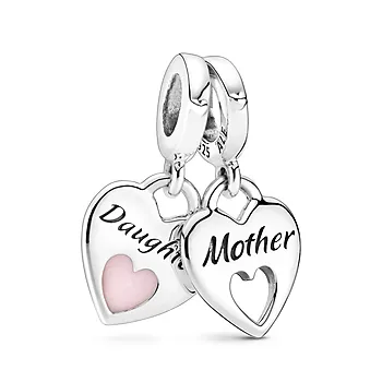 Pandora Moments, Charm i 925 sølv med dobbelt hjerte