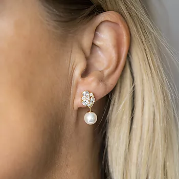 Bilde nummer 2 av Pan Jewelry, Øredobber i forgylt sølv med perlemor og zirkonia