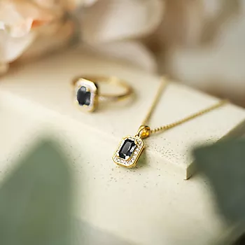 Bilde nummer 4 av Pan Jewelry, smykke i 925 forgylt sølv med sort zirkonia
