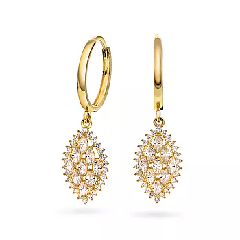 Pan Jewelry, Øreringer i 585 gult gull med zirkonia