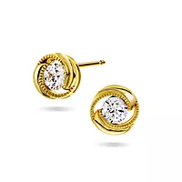 Pan Jewelry, Øredobber i forgylt 925 sølv med hvit zirkonia