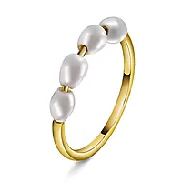 Engledråper ring i 925 forgylt sølv med ferskvanssperler