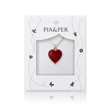 Bilde nummer 2 av Smykke til barn i 925 sølv med rødt hjerte