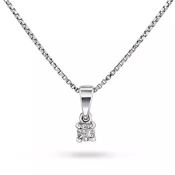 Prins & Prinsesse, Smykke til barn i 585 hvitt gull med diamant 0,01 ct