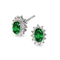 Gold Collection, Øredobber i 585 hvitt gull med diamant 0,28 ct og smaragd