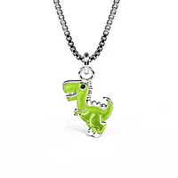Smykke til barn i 925 sølv med grønn dinosaurus