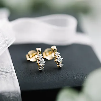 Bilde nummer 3 av Nora øredobber 375 gult gull med diamanter 0,16 ct