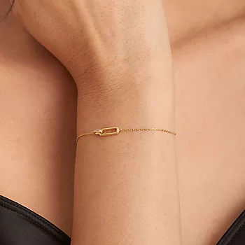 Bilde nummer 2 av Ania Haie, Armbånd i forgylt 925 sølv med lenkedetalj og zirkonia
