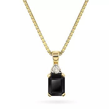 Michelle smykke i 585 gult gull med diamant 0,06 ct og sort onyx