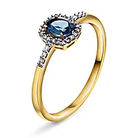 Diamantring i 585 gult gull 0.08 ct med topas