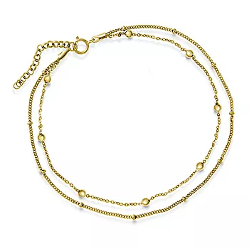 Pan Jewelry, Ankelkjede i 925 forgylt sølv 1 mm, 25 cm