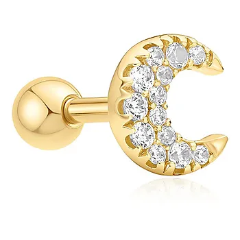 Ørepiercing i 925 forgylt sølv med måne