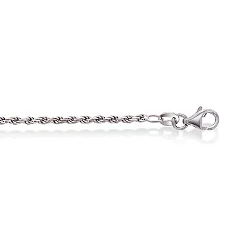 Pan Jewelry, Cordel kjede i rhodinert 925 sølv 2 mm, 45 cm