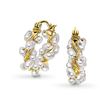 Perledrøm øreringer i 925 forgylt sølv med ferskvannsperler