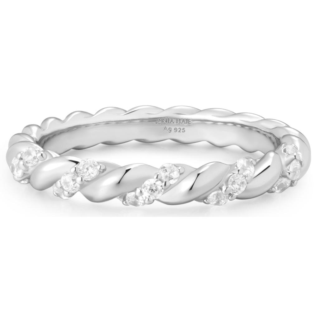 ANIA HAIE SILVER SPARKLE TWISTED RING R075-01H 54