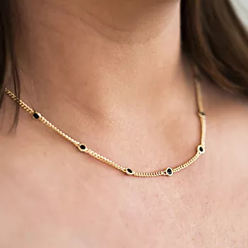 Bilde nummer 2 av Pan Jewelry, Smykke i forgylt 925 sølv med sorte zirkonia