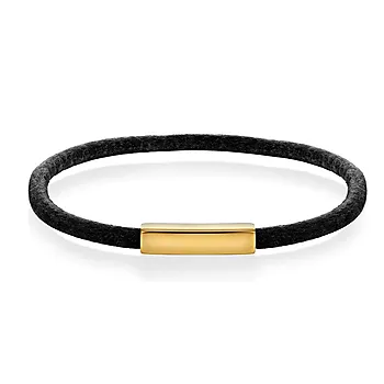 Tind armbånd i sort lær