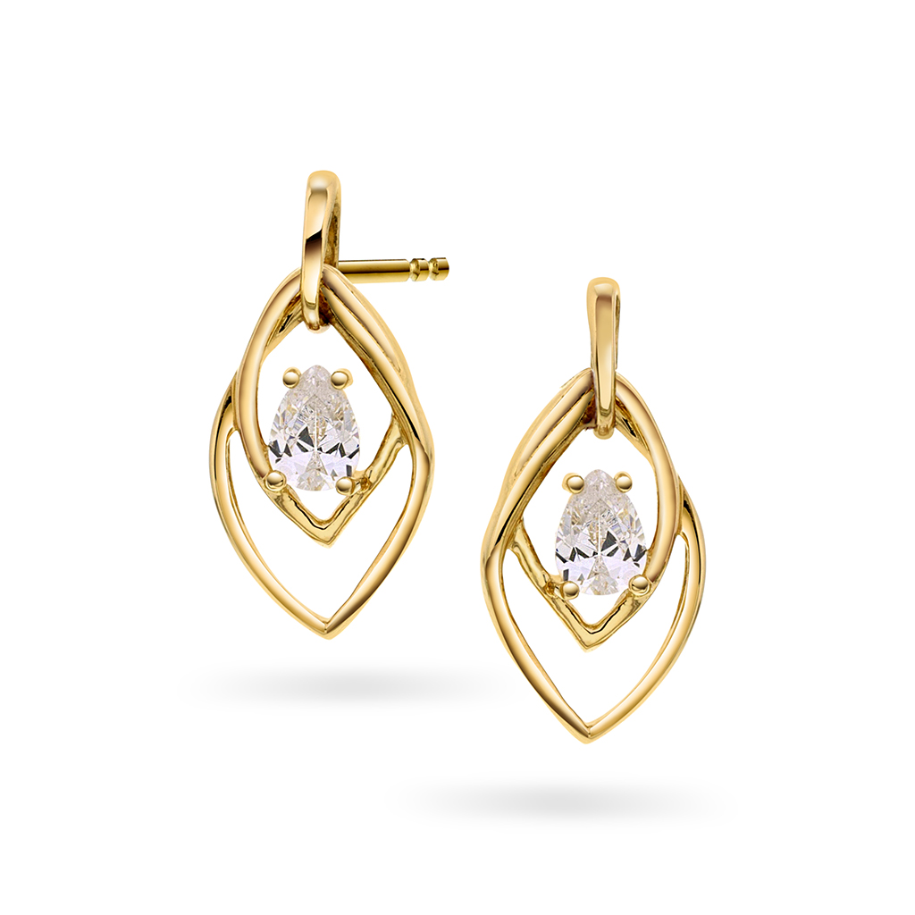 Pan Jewelry, Øredobber i 585 gult gull med zirkonia