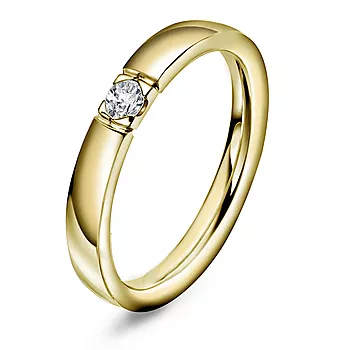Pan Jewelry, Lady alliansering i 585 gult gull med diamanter 0,10 ct TWSI