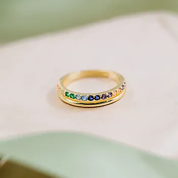 Bilde nummer 4 av Pan Jewelry, Ring i forgylt 925 sølv med farget zirkonia