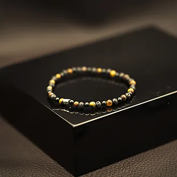 Bilde nummer 2 av Alexander, Armbånd i stål med sort agat og tigerøye