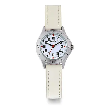 Barneklokke med hvit rem