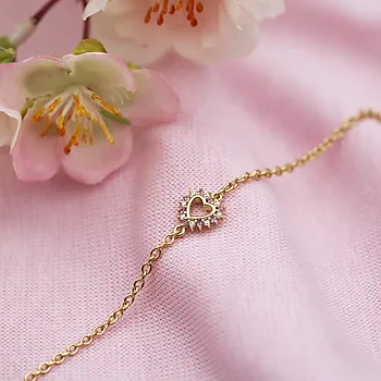 Bilde nummer 3 av Prins & Prinsesse, Armbånd til barn i forgylt 925 sølv med hjerte og zirkonia