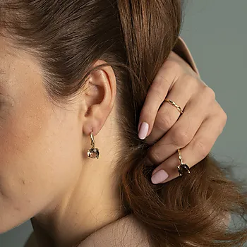 Bilde nummer 2 av Pan Jewelry Drops, Øredobber i 585 gult gull med Røykkvarts
