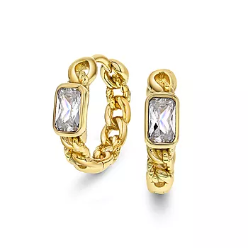 Pan Jewelry, Øreringer i forgylt 925 sølv med hvit zirkonia