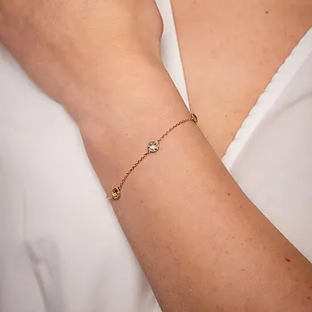 Bilde nummer 2 av Armbånd i 585 gult gull med fargerike zirkonia