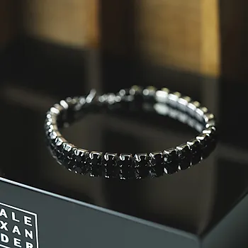 Bilde nummer 2 av Alexander, Armbånd i stål med sort zirkonia