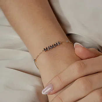 Bilde nummer 2 av Armbånd i 925 forgylt sølv med teksten mamma