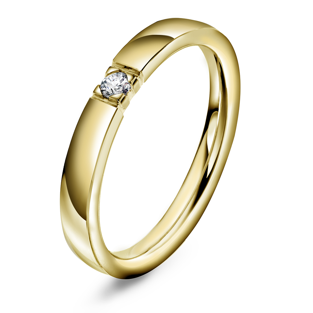 Pan Jewelry, Lady alliansering i 585 gult gull med diamant 0,07 ct TWSI