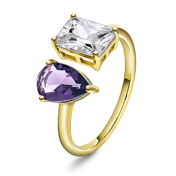 Pan Jewelry, Viva Vegas ring i forgylt 925 sølv med hvit og lilla zirkonia
