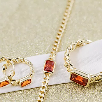 Bilde nummer 3 av Pan Jewelry, Armbånd i forgylt 925 sølv med orange zirkonia