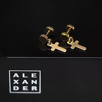 Bilde nummer 2 av Alexander, Øredobber i forgylt stål med kors