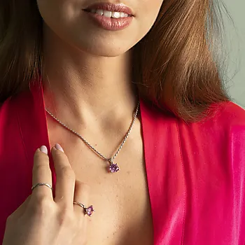 Bilde nummer 2 av Pan Jewelry Drops, Anheng i 585 hvitt gull med syntetisk Spinell