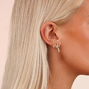 Bilde nummer 2 av Ribbon øredobber i forgylt messing med sløyfe