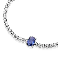 Bilde nummer 3 av Tennisarmbånd i 925 sølv med blå krystall